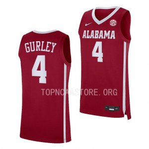 Men's Alabama Crimson Tide #4 Noah Gurley Crimson Replica NCAA College Basketball Jersey 2403QJBP7